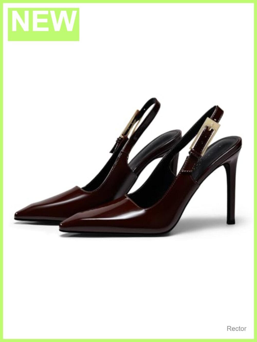 Patent Leather Slingback Stiletto Heels Pointed Toe Pumps